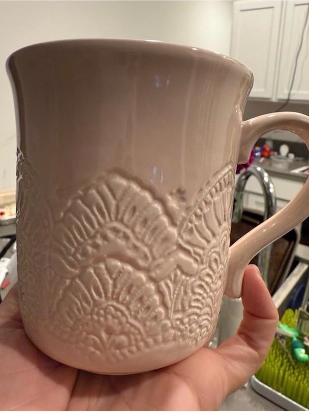 The Pioneer Woman Blush Pink Embossed Ceramic Mug - Picture 4 of 5